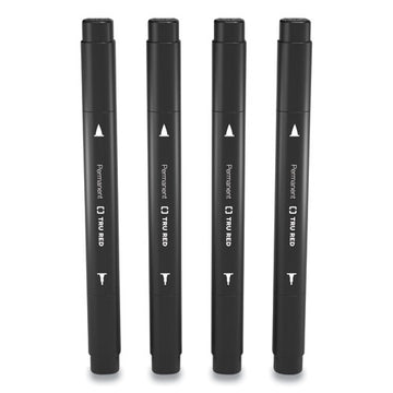 TRU RED™ Permanent Marker, Pen-style Twin-tip, Extra-fine-fine Bullet-needle Tips, Black, 4-pack freeshipping - TVN Wholesale